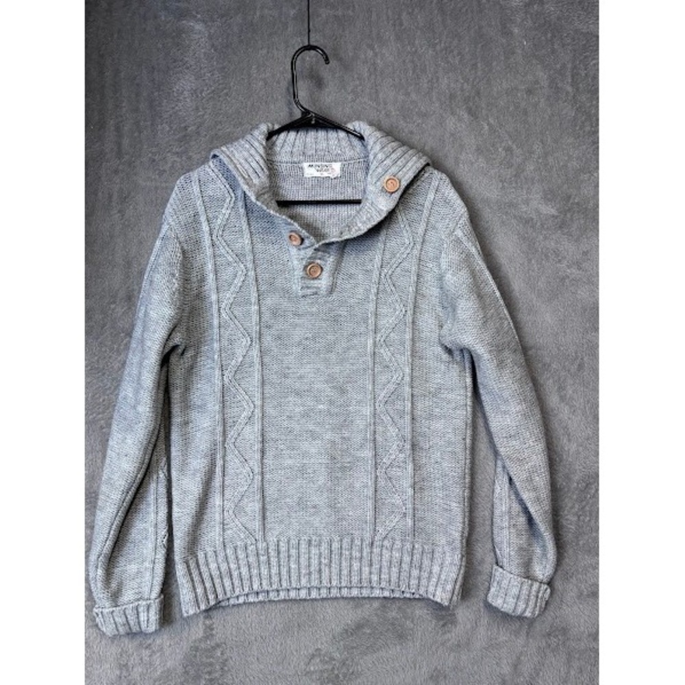 Vintage Munsingwear Shawl Collar Knit‎ Sweater Gray Cable Knit 70s Men XL Taiwan
